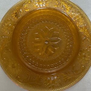 Vintage Indiana Tiara Amber Sandwich Glass Luncheon Salad Plate 8 1/4"